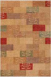 handmade Modern Gabbeh Beige Tan Hand Knotted RECTANGLE 100% WOOL area rug 9  x 12